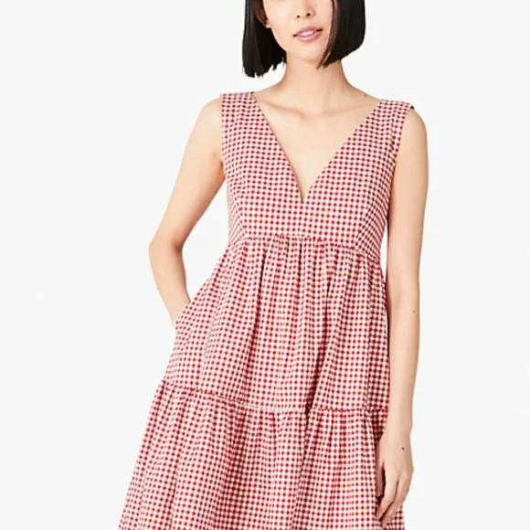 open lace back dress Faubert Mini Dress Red Gingham